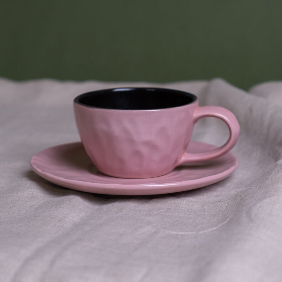 Kafijas krūzīte ar apakštasīti, rozā 