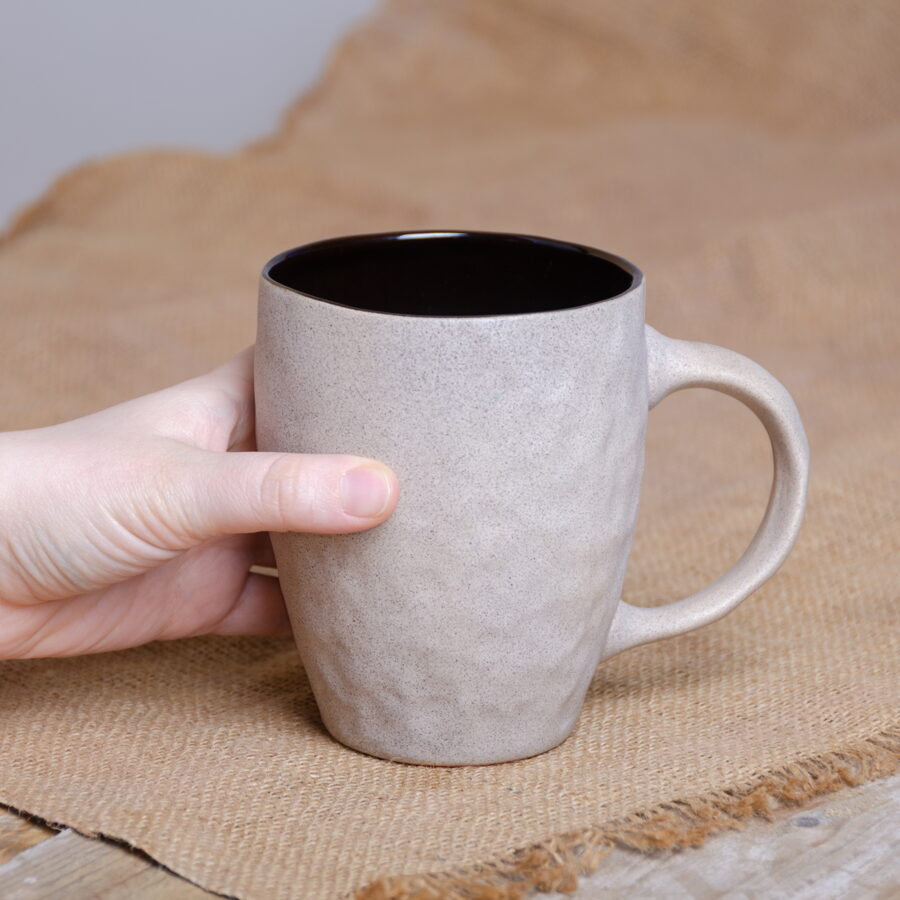 Large and Medium Ceramic Mug, Speckle Beige