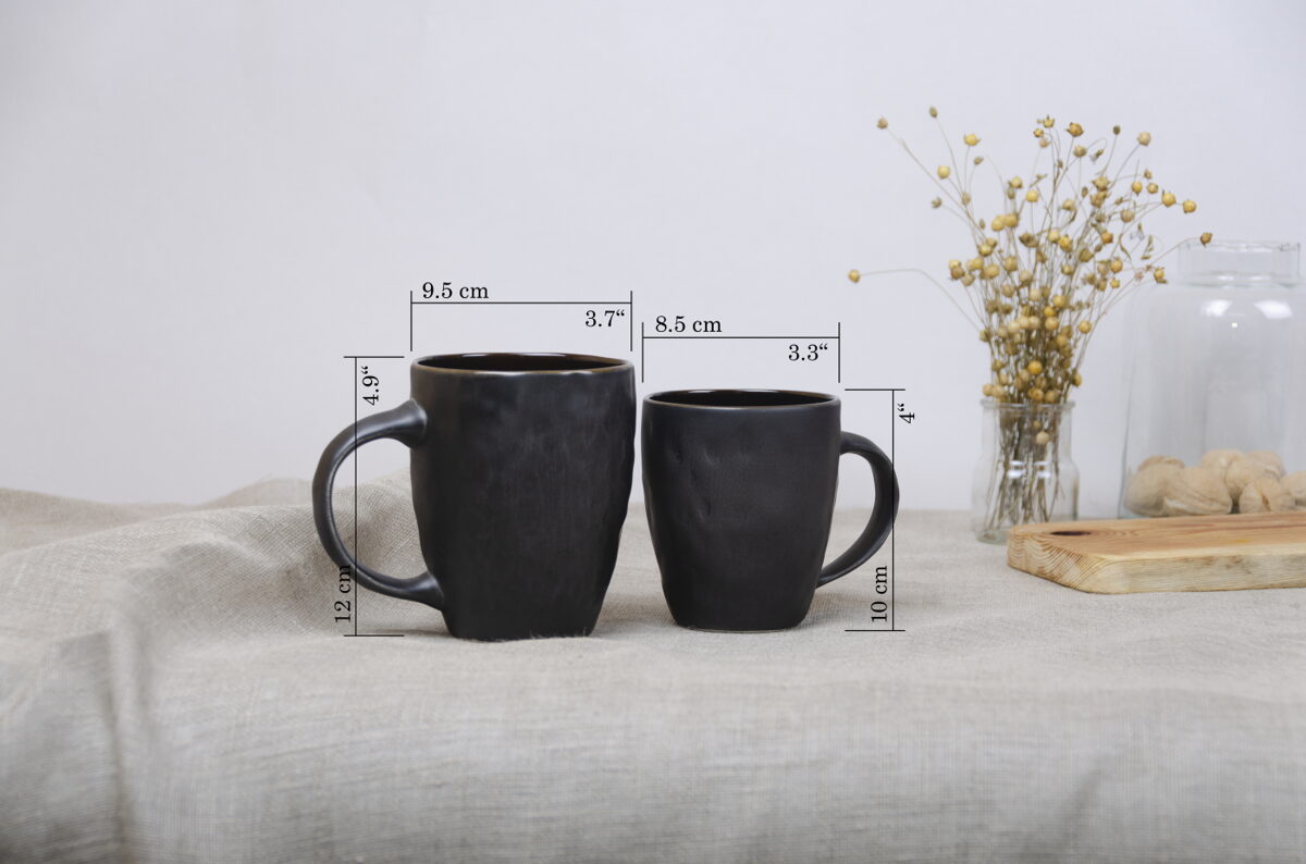 Large and Medium Ceramic Mug, Satin Black