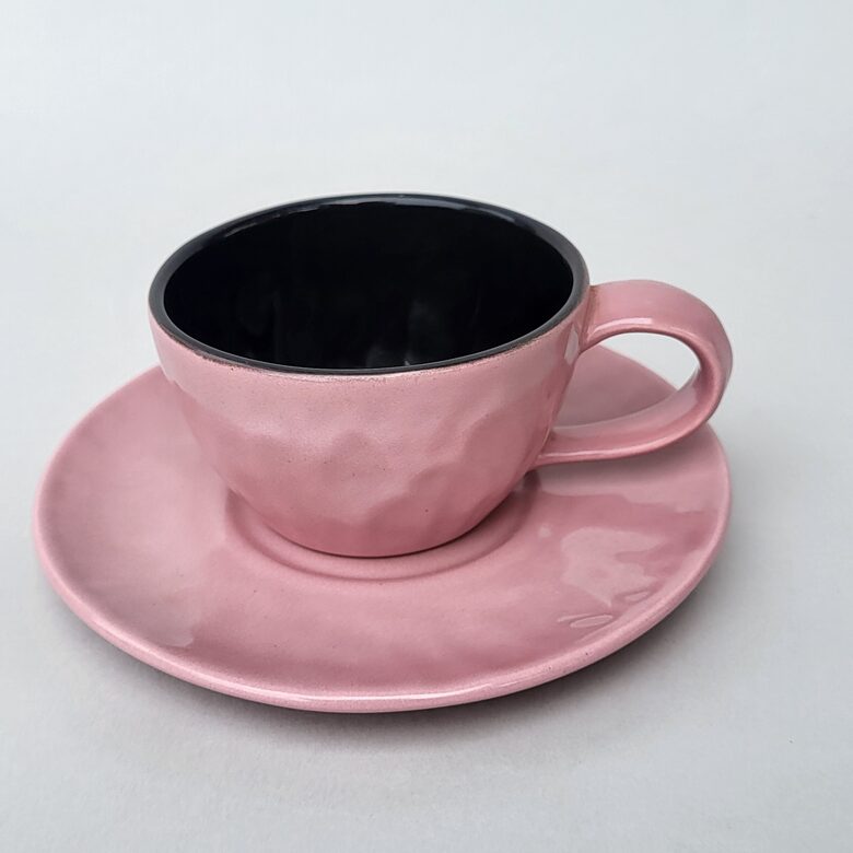 Kafijas krūzīte ar apakštasīti, rozā 