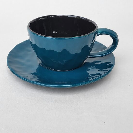 Coffee cup with saucer, Teal