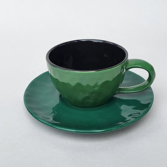Coffee cup with saucer, Green